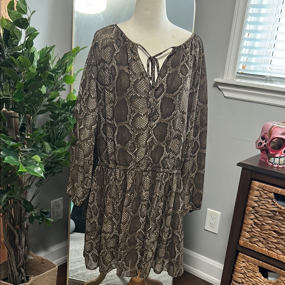 Brown Snake Print Dress